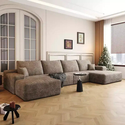 135 Cloud Sofa + Ottoman Camel, 135 + Ottoman, Corduroy, U, Shaped, No Assembly, for Living Room