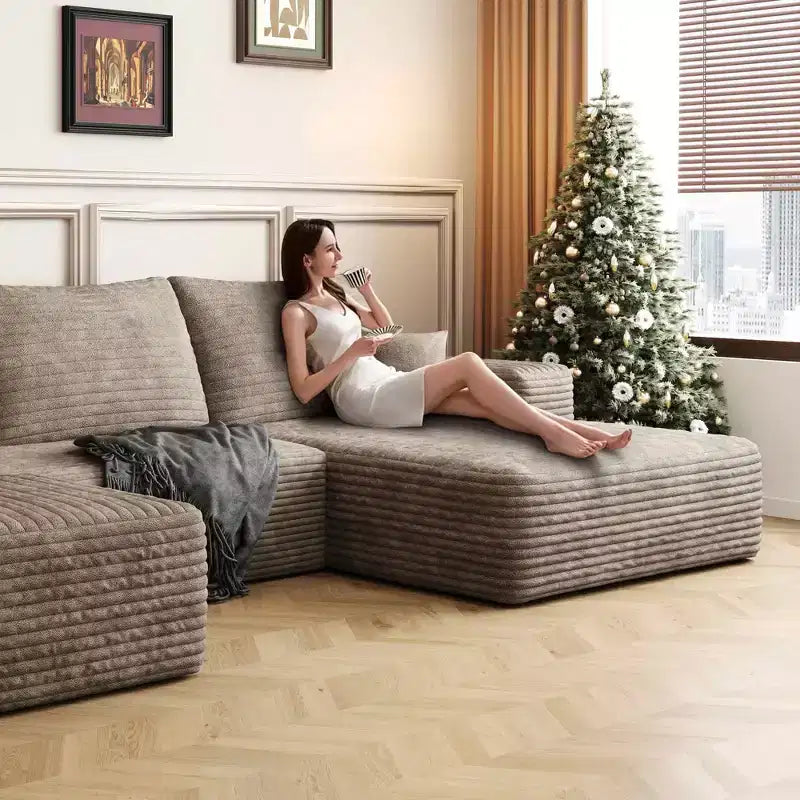 135 Cloud Sofa + Ottoman Camel, 135 + Ottoman, Corduroy, U, Shaped, No Assembly, for Living Room