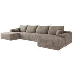 135 Divano Cloud + Pouf Cammello, 135 + Pouf, Velluto a Coste, A U, Nessun Montaggio, per Soggiorno