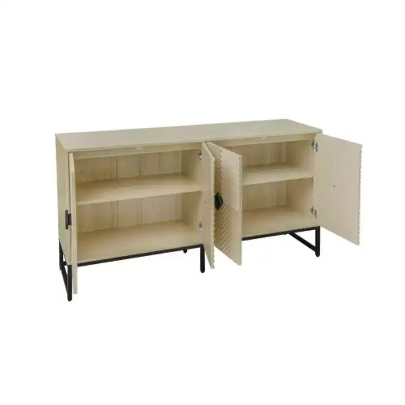 Carved 4 Door Sideboard, Sideboard Buffet Cabinet With Storage, Modern Coffee Bar Cabinet With Adjustable Shelf For Living room, Diningroom, Kitchen