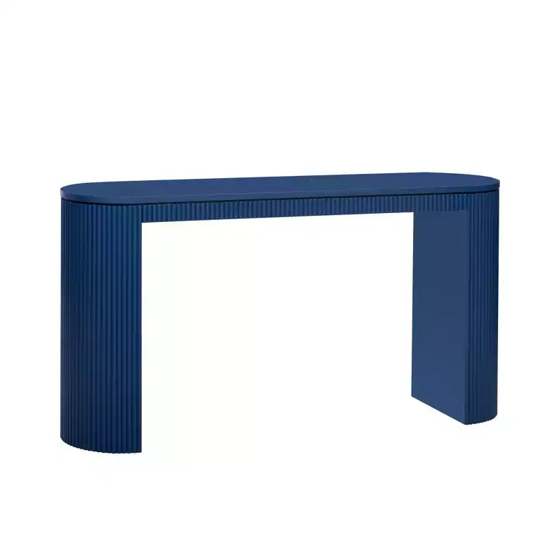Consolle moderna con gambe curve, Consolle da ingresso a righe verticali con piano spesso, Consolle stretta per soggiorno, ingresso