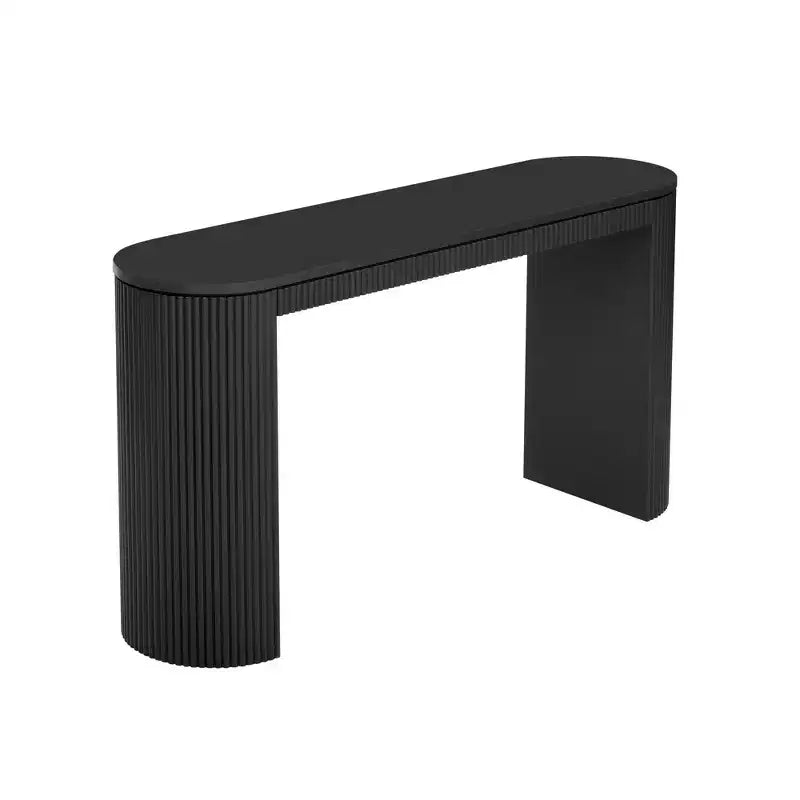 Modern Console Table with Curved Legs, Vertical Stripe Entryway Table with Thick Tabletop, Narrow Console Table for Living Room, Entrance