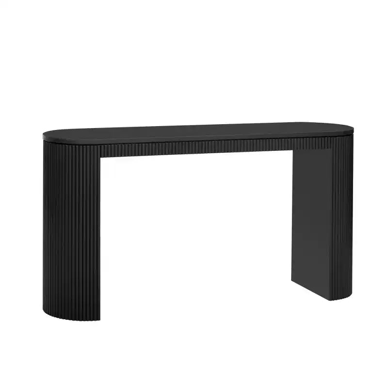 Modern Console Table with Curved Legs, Vertical Stripe Entryway Table with Thick Tabletop, Narrow Console Table for Living Room, Entrance