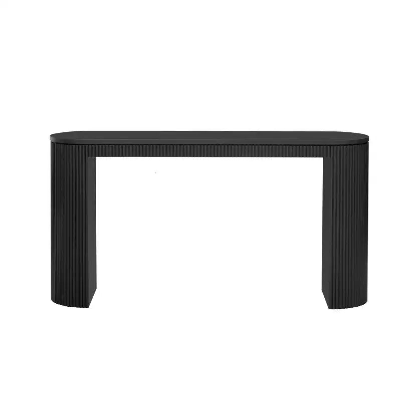 Modern Console Table with Curved Legs, Vertical Stripe Entryway Table with Thick Tabletop, Narrow Console Table for Living Room, Entrance