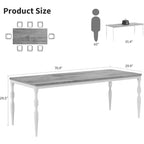 Tavolo da pranzo rettangolare rustico da 79'' per 6-8 persone, tavolo da cucina effetto legno con gambe robuste, facile da pulire