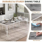 Tavolo da pranzo rettangolare rustico da 79'' per 6-8 persone, tavolo da cucina effetto legno con gambe robuste, facile da pulire