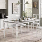 Tavolo da pranzo rettangolare rustico da 79'' per 6-8 persone, tavolo da cucina effetto legno con gambe robuste, facile da pulire