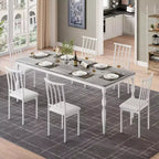 Tavolo da pranzo rettangolare rustico da 79'' per 6-8 persone, tavolo da cucina effetto legno con gambe robuste, facile da pulire