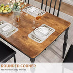 Tavolo da pranzo rettangolare rustico da 79'' per 6-8 persone, tavolo da cucina effetto legno con gambe robuste, facile da pulire