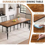 Tavolo da pranzo rettangolare rustico da 79'' per 6-8 persone, tavolo da cucina effetto legno con gambe robuste, facile da pulire