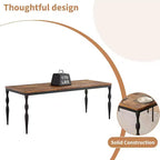 Tavolo da pranzo rettangolare rustico da 79'' per 6-8 persone, tavolo da cucina effetto legno con gambe robuste, facile da pulire