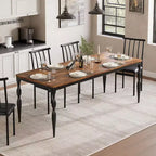 Tavolo da pranzo rettangolare rustico da 79'' per 6-8 persone, tavolo da cucina effetto legno con gambe robuste, facile da pulire