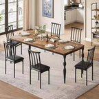 Tavolo da pranzo rettangolare rustico da 79'' per 6-8 persone, tavolo da cucina effetto legno con gambe robuste, facile da pulire