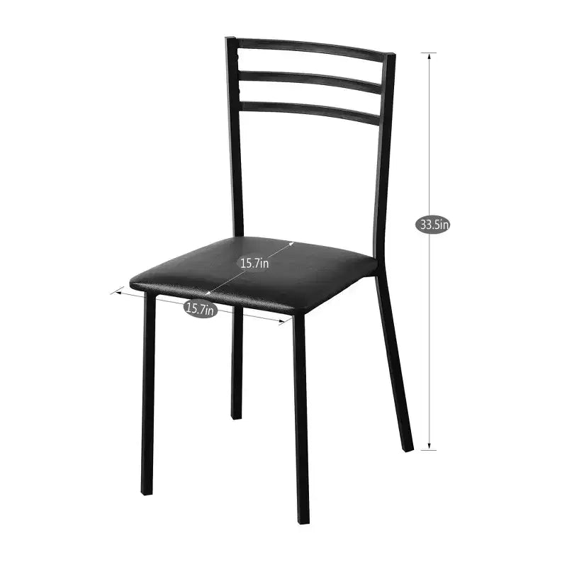 Set of 2, 4 Upholstered Dining Chairs Metal Slat High Back Chair Modern Cushioned Seat Black