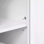 Elegante Credenza con Vetrina, Mobile Dispensa da Cucina con Anta in Vetro, Cassetto e Spazio per Microonde