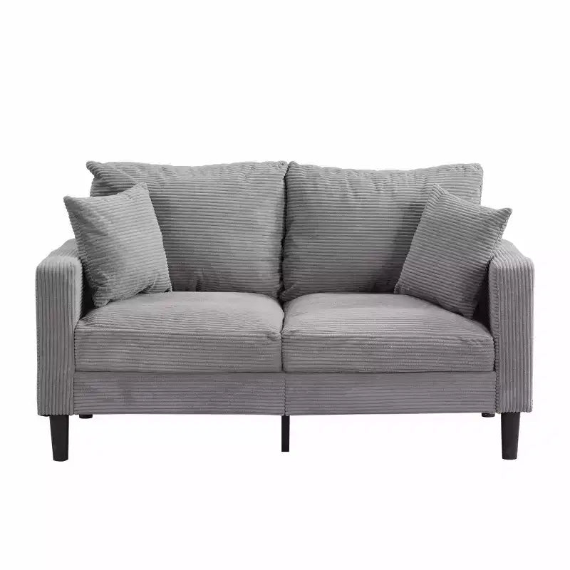 Modern Upholstered Wooden Frame Loveseat Sofa Comfy for Small Space Living Room Bedroom Light Gray