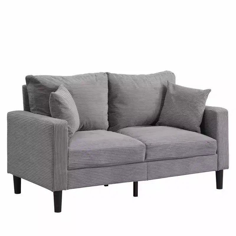 Modern Upholstered Wooden Frame Loveseat Sofa Comfy for Small Space Living Room Bedroom Light Gray