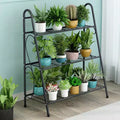 3 Tier Metal Plant Stand for Multiple Plants, Space Saving Decorative Ladder Tiered Flower Planter Rack for Living Room Balcony Garden