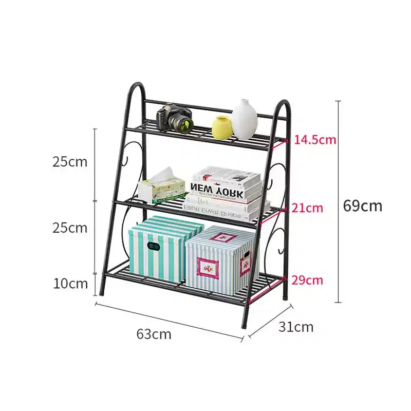 3 Tier Metal Plant Stand for Multiple Plants, Space Saving Decorative Ladder Tiered Flower Planter Rack for Living Room Balcony Garden