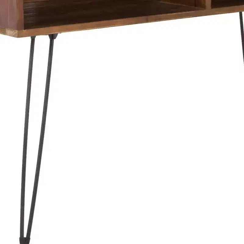48 Black And Brown Metal And Reclaimed Wood Open Shelving TV Stand