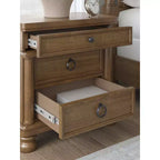 Comodino Greddinton Three Dovetail Design con cassetto e ricarica USB, marrone