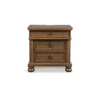 Comodino Greddinton Three Dovetail Design con cassetto e ricarica USB, marrone