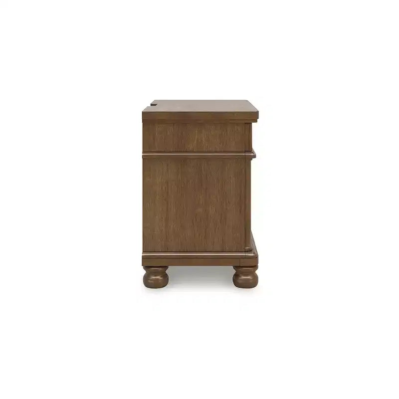 Comodino Greddinton Three Dovetail Design con cassetto e ricarica USB, marrone