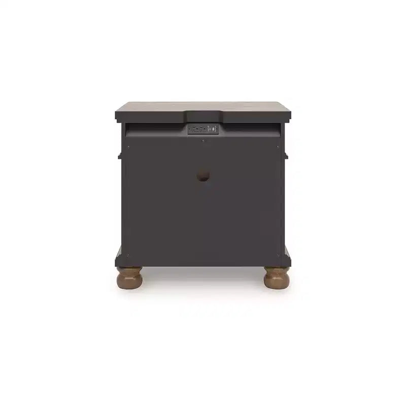Comodino Greddinton Three Dovetail Design con cassetto e ricarica USB, marrone