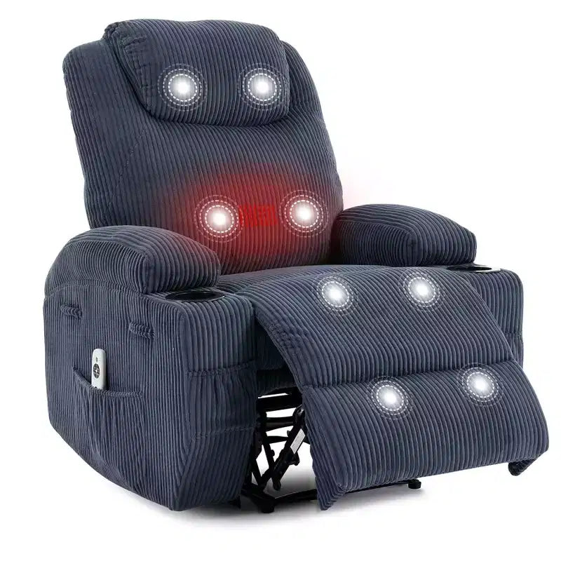 Massage Recliner Chair, Ultra, Comfortable Reclining (135 Adjustable), Dual Cup Holders & Side Storage Pockets, Easy Tool Assembly