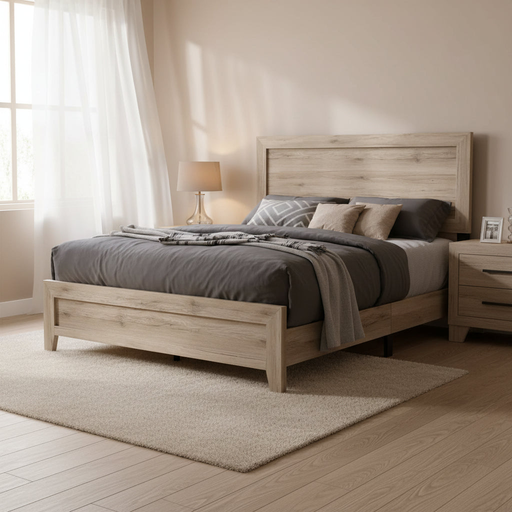 Royal Hampton Eastern King Bed with Grains and Knots, Natural Brown