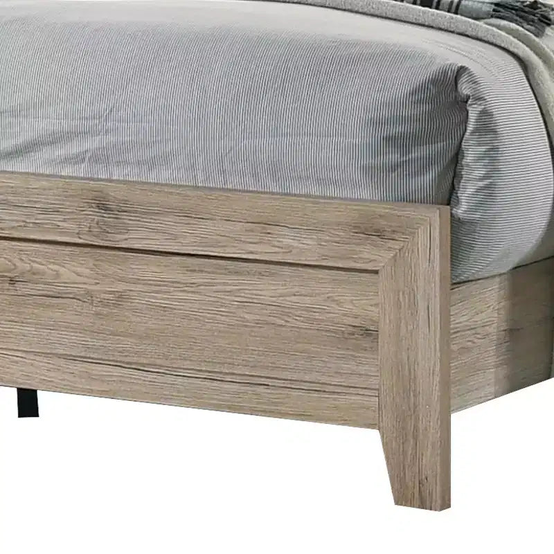 Eastern King Bed with Grains and Knots, Natural Brown