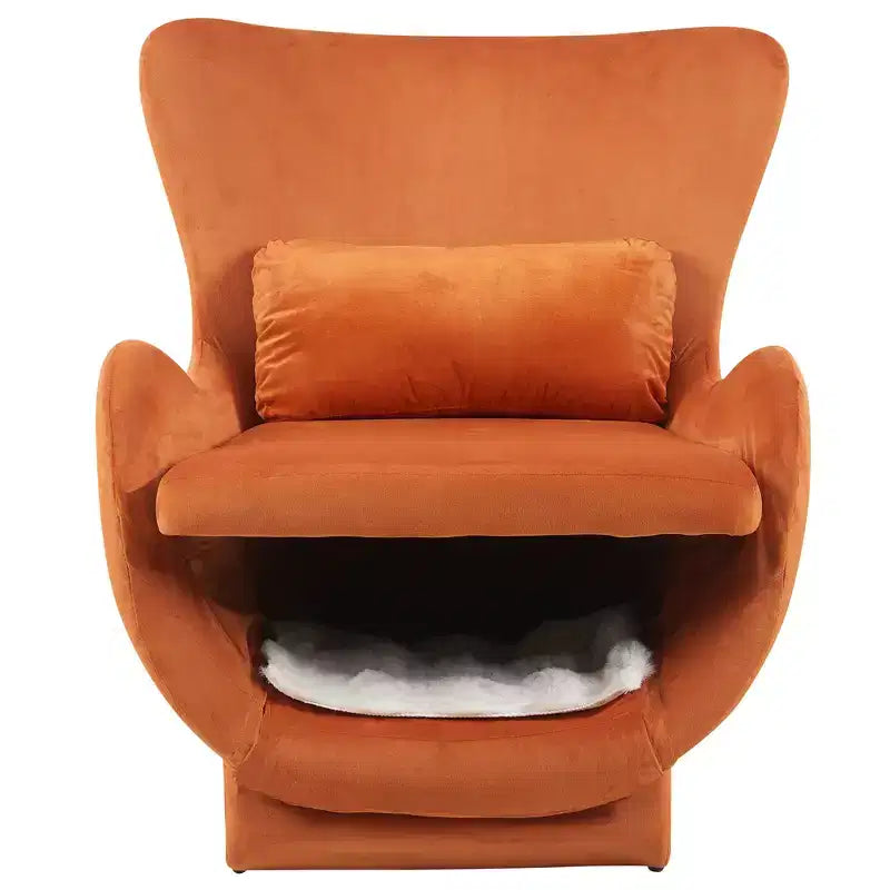 Poltrona d'accento con spazio per animali domestici, poltrona lounge in velluto 2 in 1, poltrona singola imbottita per soggiorno ufficio