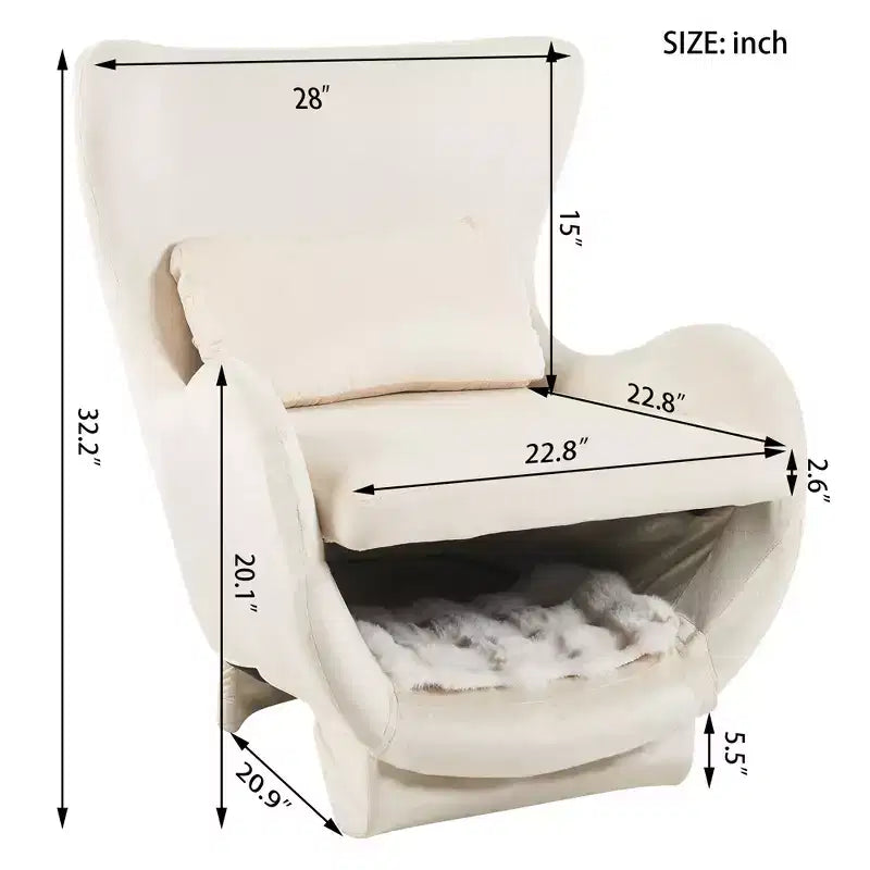 Poltrona d'accento con spazio per animali domestici, poltrona lounge in velluto 2 in 1, poltrona singola imbottita per soggiorno ufficio