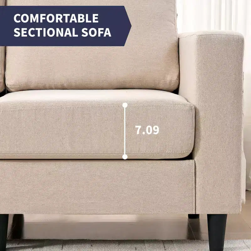 Divano componibile oversize 108Linen, a L, con tasca laterale, grande divano angolare a 6 posti