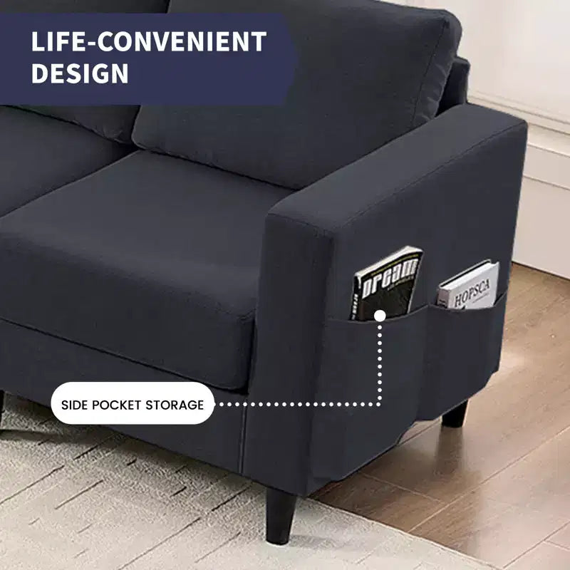 Divano componibile oversize 108Linen, a L, con tasca laterale, grande divano angolare a 6 posti