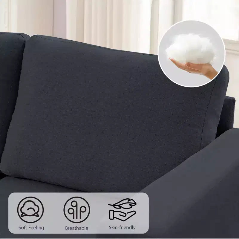 Divano componibile oversize 108Linen, a L, con tasca laterale, grande divano angolare a 6 posti
