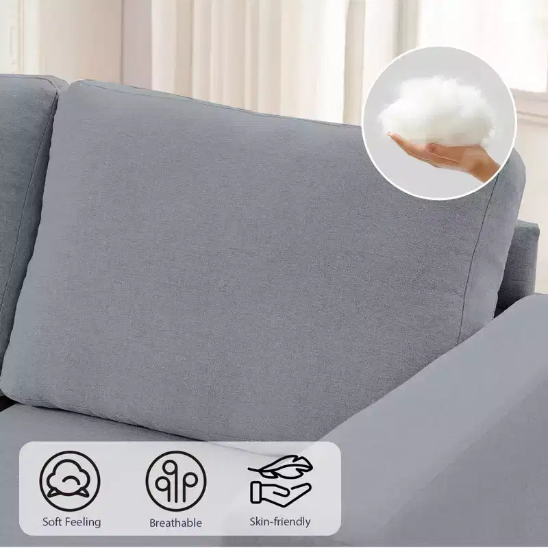 Divano componibile oversize 108Linen, a L, con tasca laterale, grande divano angolare a 6 posti