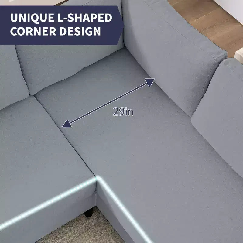 Divano componibile oversize 108Linen, a L, con tasca laterale, grande divano angolare a 6 posti