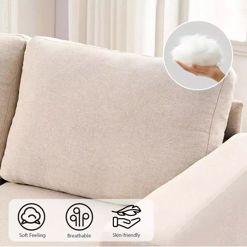 Divano componibile oversize 108Linen, a L, con tasca laterale, grande divano angolare a 6 posti
