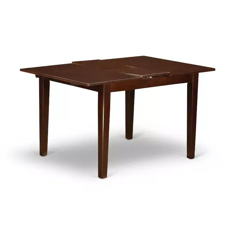 3, Pc Mahogany Finish Rectangular Solid Wood Top with Butterfly Leaf Dining Table Set