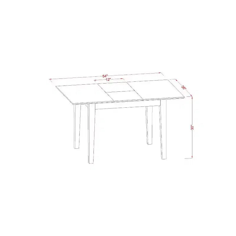 Set tavolo da pranzo da 3 pezzi, piano rettangolare in legno massello con finitura mogano e prolunga a farfalla