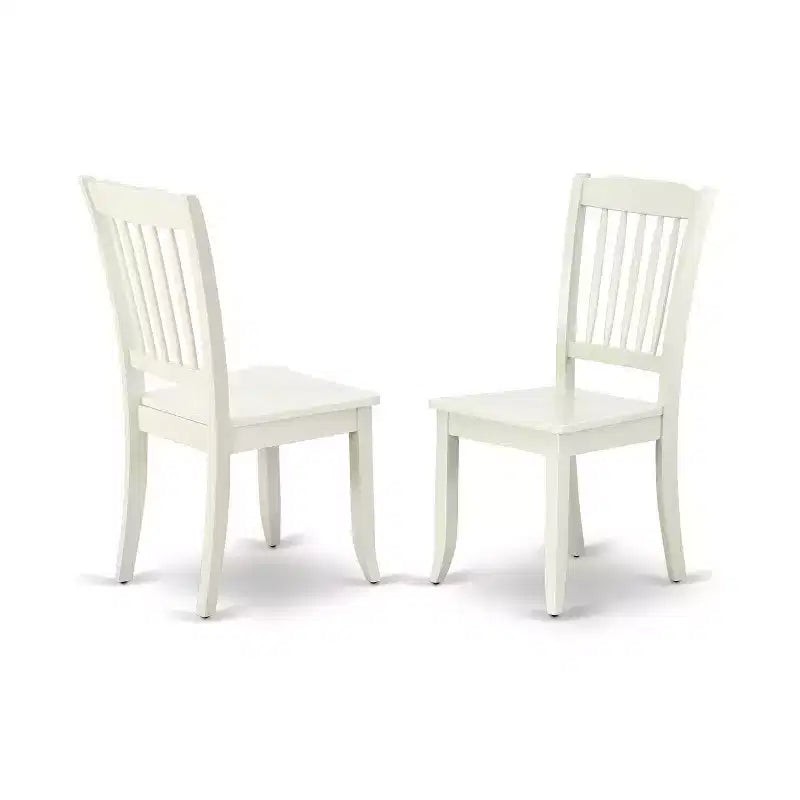 Set da Pranzo 3 Pezzi in Legno Massello Finitura Lino Bianco, 4 Posti a Sedere