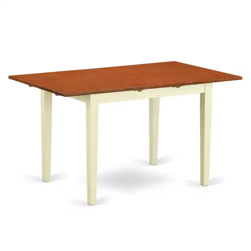 3, Piece Linen White Finish Rectangular Solid Wood Top with Butterfly Leaf Dining Table Set