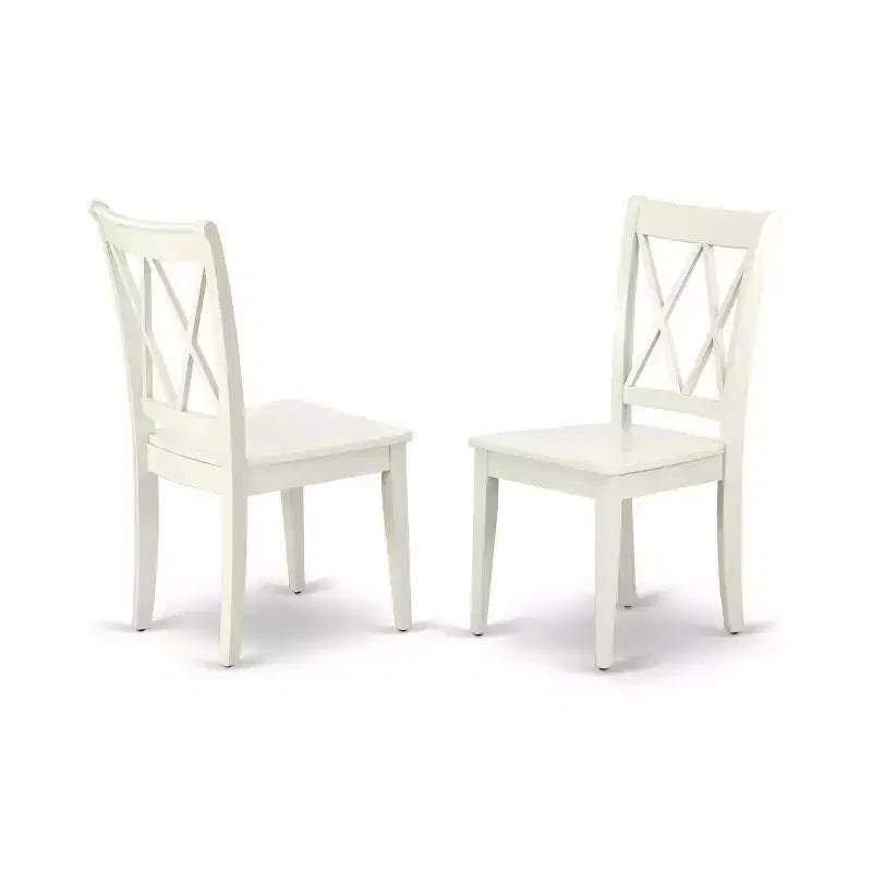 Set da Pranzo 3 Pezzi con Tavolo Rettangolare con Piano in Legno Massello Finitura Bianca Lino e Prolunga a Farfalla