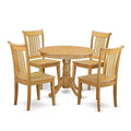 HomeStock 5-Piece Natural Oak Finish Solid Wood Top Dining table with 4 Chairs
