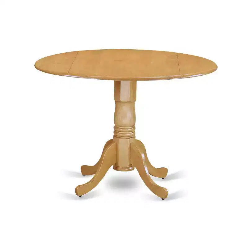 Set da pranzo rotondo da 3 pezzi in rovere naturale con piano in legno massello, 4 posti a sedere