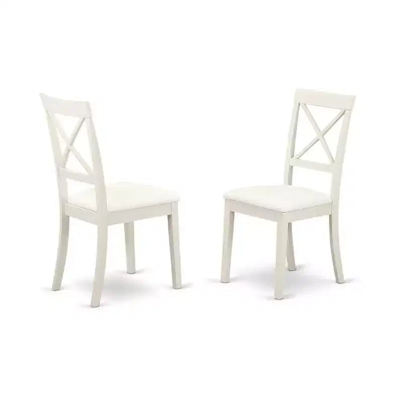 5, Pc Linen White Finish Solid Wood Top, Dining Room Set, Seats 4
