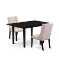 HomeStock 3-Pc Black Finish Rectangular Solid Wood Top with Butterfly Leaf Dining Table Set