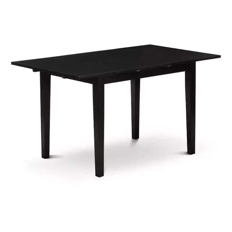 3, Pc Black Finish Rectangular Solid Wood Top with Butterfly Leaf Dining Table Set