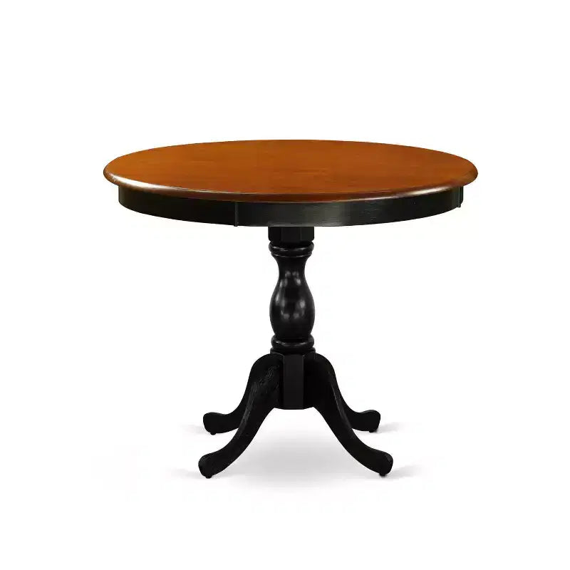 5, Piece Black and Cherry Finish Solid Wood Top Dining Table with 4 Parson Chair